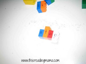 building a word with LEGO letters