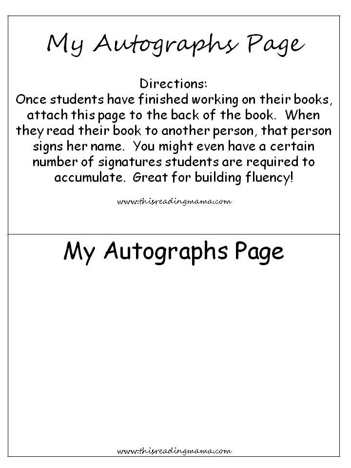Building Fluency: My Autographs Page {FREE Download}