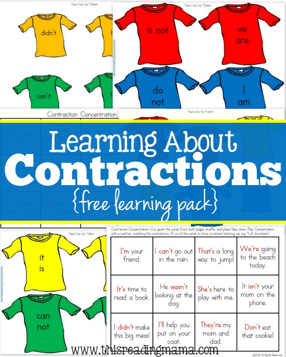 FREE Contractions Learning Pack - This Reading Mama
