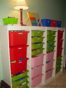 Ikea Trofast shelves for schoolroom