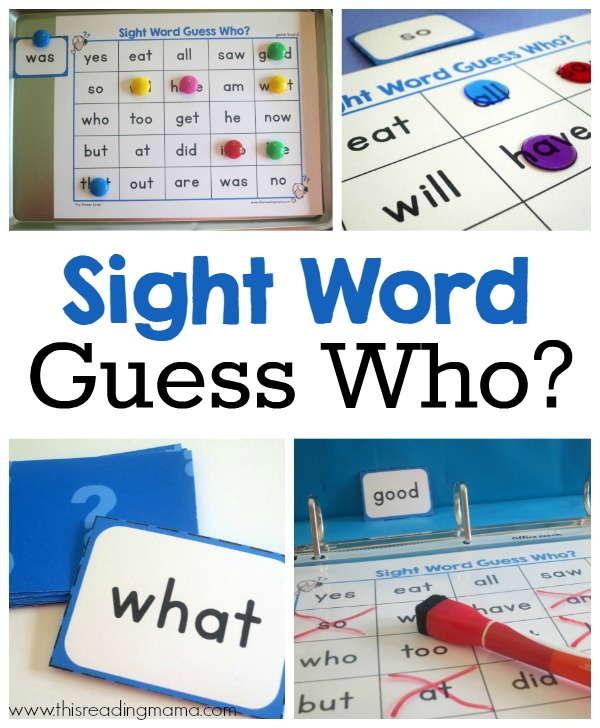 Guess the word game that is from pre-primer to 3rd grade using cards, markers, and laminated sheets in a binder.