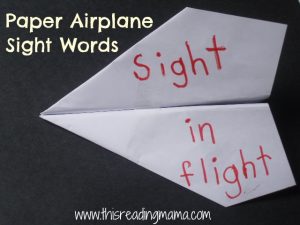paper airplane sight words