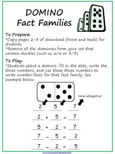 Domino Fact Families Directions