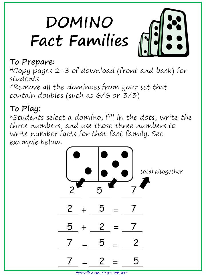 Domino Fact Families Directions