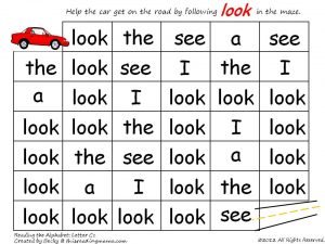 sight word maze for prekinders