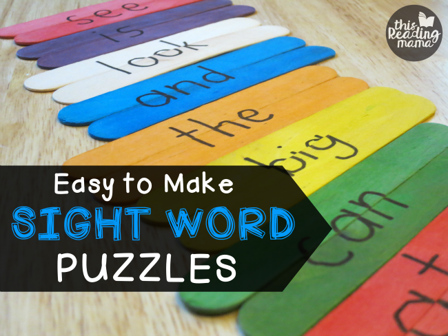 Easy to Make Sight Word Puzzles with Craft Sticks - This Reading Mama