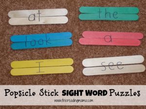 Popsicle Stick Sight Word Puzzles