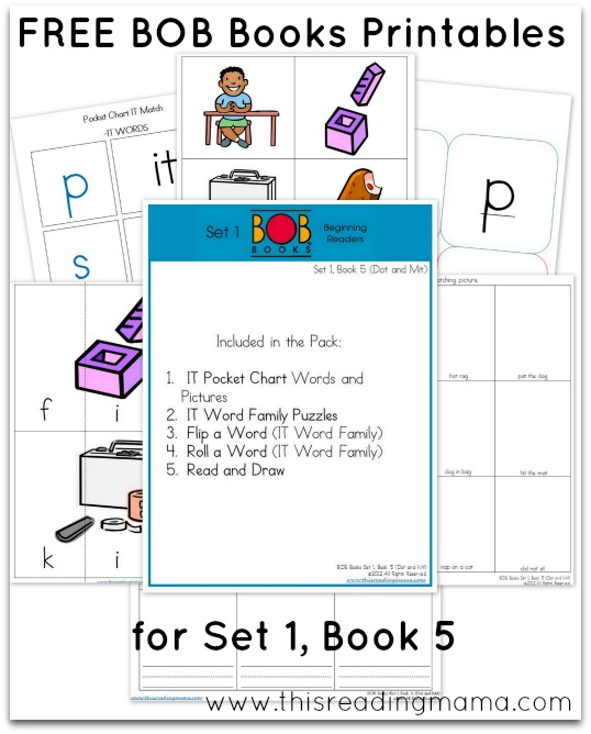 FREE BOB Books Printables for Set 1-Book 5 This Reading Mama