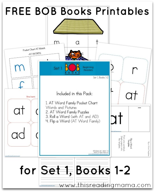 FREE BOB Books Printables for Set 1 Books 1-2 This Reading Mama