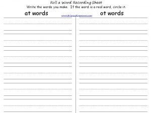 Roll a Word Recording Sheet