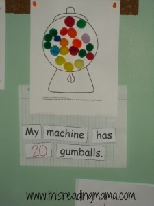 photo of pre-reading activity with gumballs