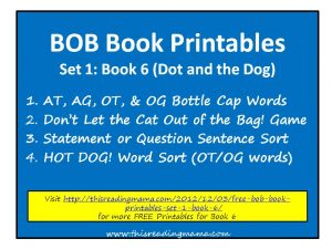 FREE BOB Book Printables-Set 1, Book 6 {This Reading Mama}