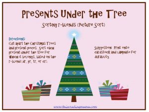 photo of Presents Under the Christmas Tree-FREE picture sort with r-blends {This Reading Mama}