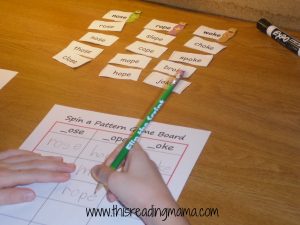 photo of Spin a Pattern Game with Long o word sort