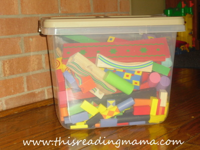 photo of Storing toys with lots of pieces in a container
