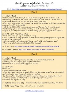 5-Day Lesson Plan Outline for Letter Ii