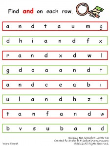 sight word wordsearch for preschoolers