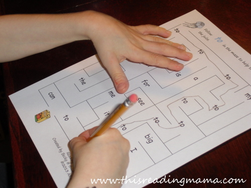 photo of sight word maze for preschooler | This Reading Mama