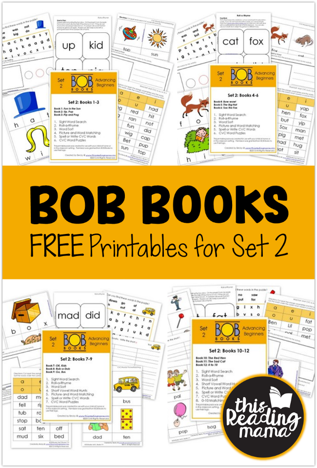 FREE BOB Book Printables For Set 2 Books 1 12 Round Up 