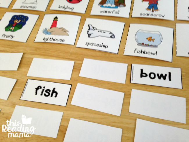 compound words matching game with words and pictures