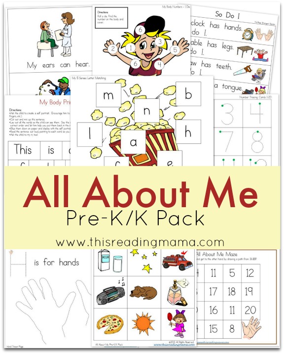 FREE All About Me Pre-K-K Pack This Reading Mama