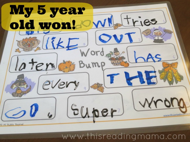 the winner is the one who has more words written on the game board | This Reading Mama