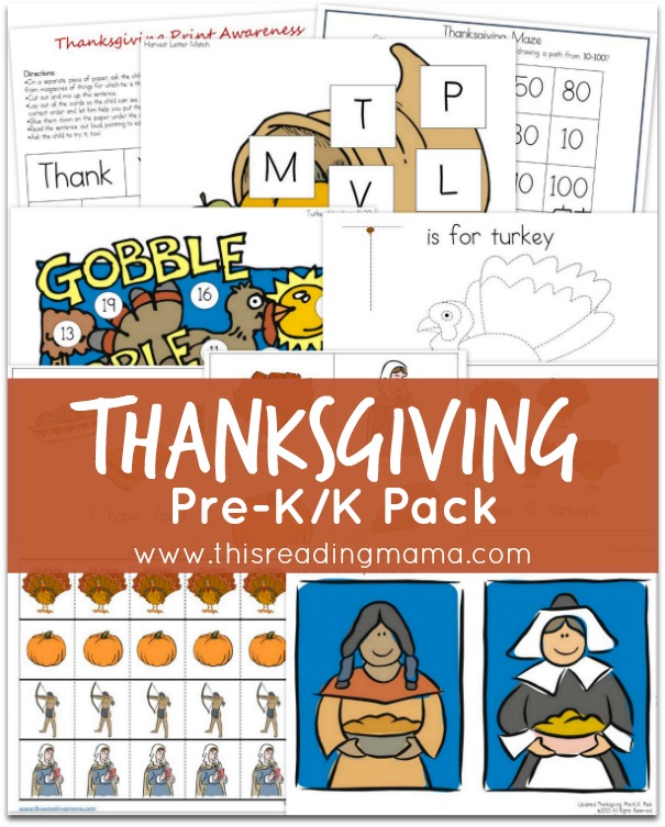 Thanksgiving Pre-K-K Pack {FREE} | This Reading Mama