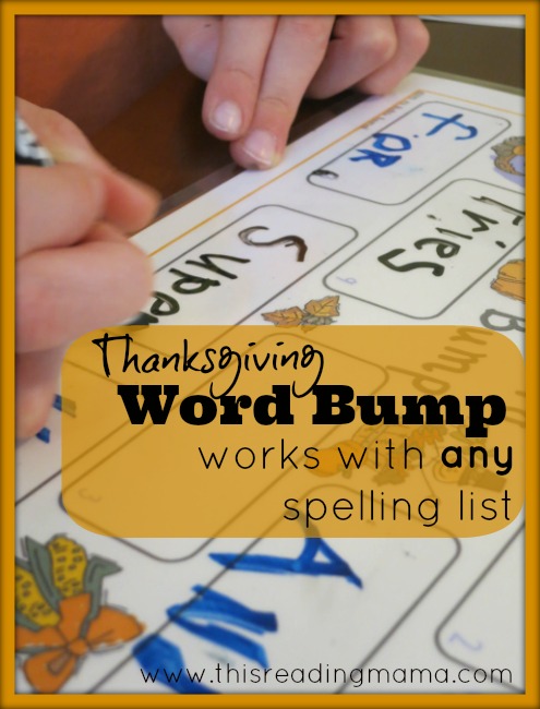 FREE Thanksgiving Word Bump~ Works with any Spelling List | This Reading Mama