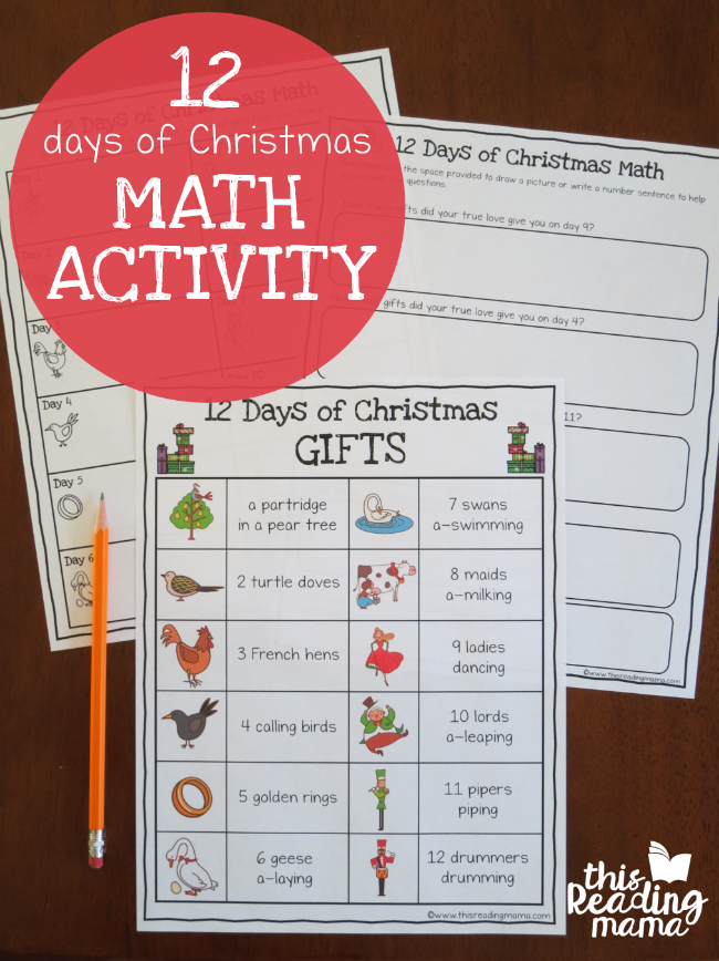 12 Days Of Christmas Math Activity