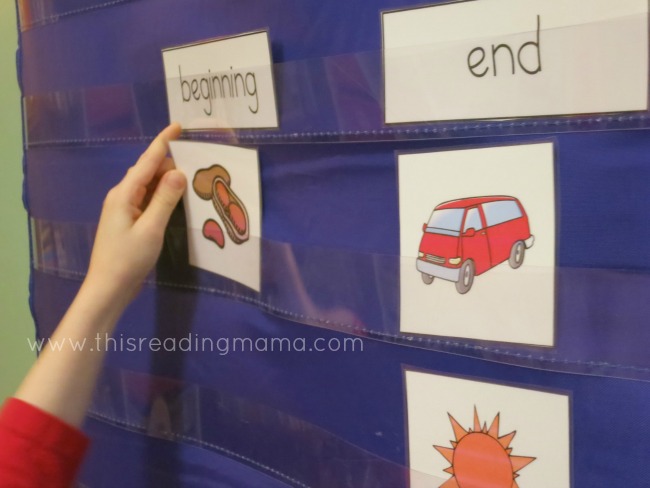 sorting picture cards by beginning and ending sounds