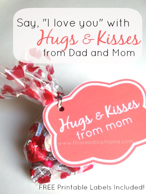 Hugs and Kisses from Dad and Mom with Chocolate Candy {Free Printable Included} | This Reading Mama