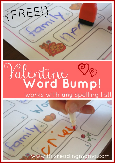 FREE Valentine Word Bump! ~ works with any spelling list | This Reading Mama