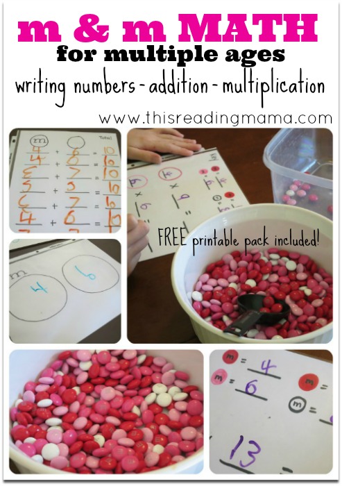 m & m Math for Multiple Ages ~ writing numbers, addition, multiplication | This Reading Mama