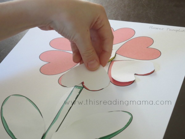 glue down shapes to make a flower picture