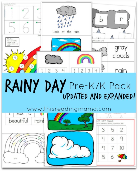 FREE Rainy Day PreK-K Pack {Updated and Expanded} | This Reading Mama