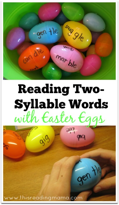 Reading Two-Syllable Words with Easter Eggs {free printable included}