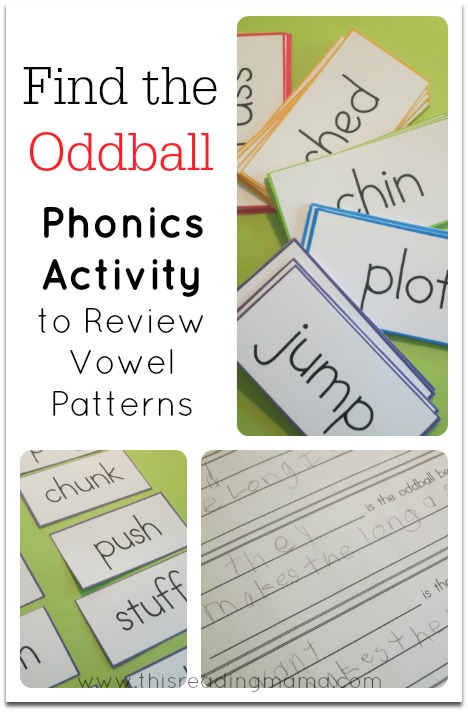 Find the Oddball - a phonics activity to review vowel patterns - This Reading Mama