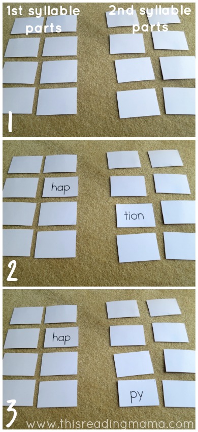 open and closed syllable matching game
