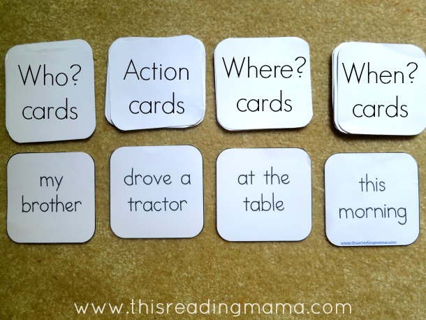 adapting the writing sentences activity without cubes