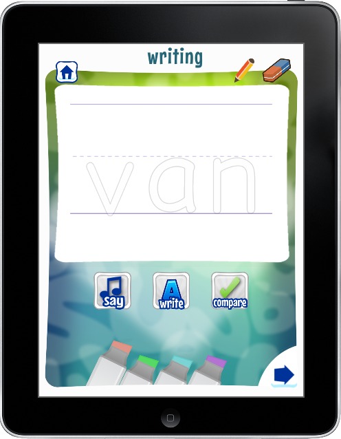 writing activity on word study app