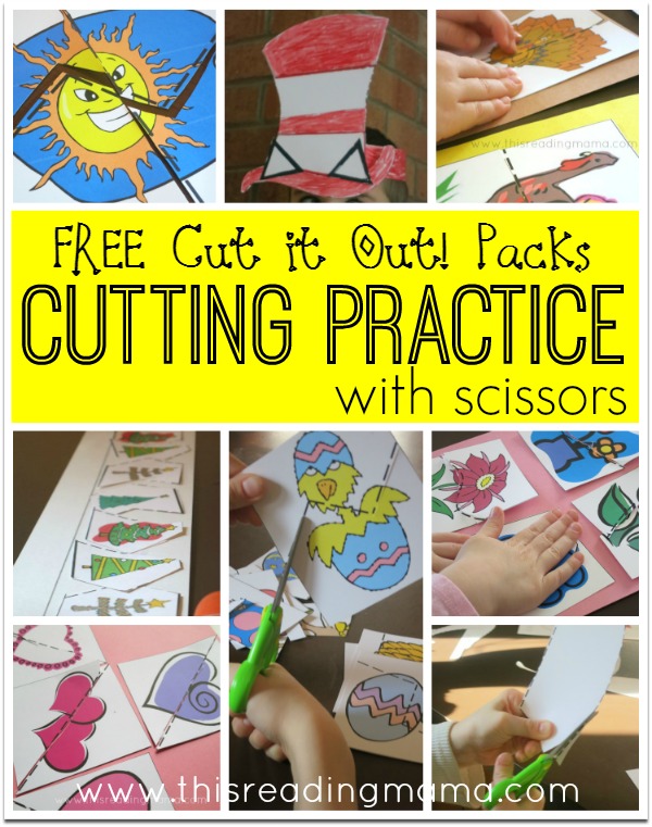 Cutting Practice with Scissors - FREE Cut it Out Packs from This Reading Mama