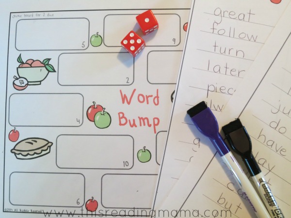 materials needed for Apple Word Bump!