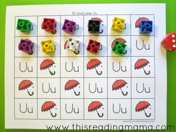 alphabet grid games u is for unifix cubes