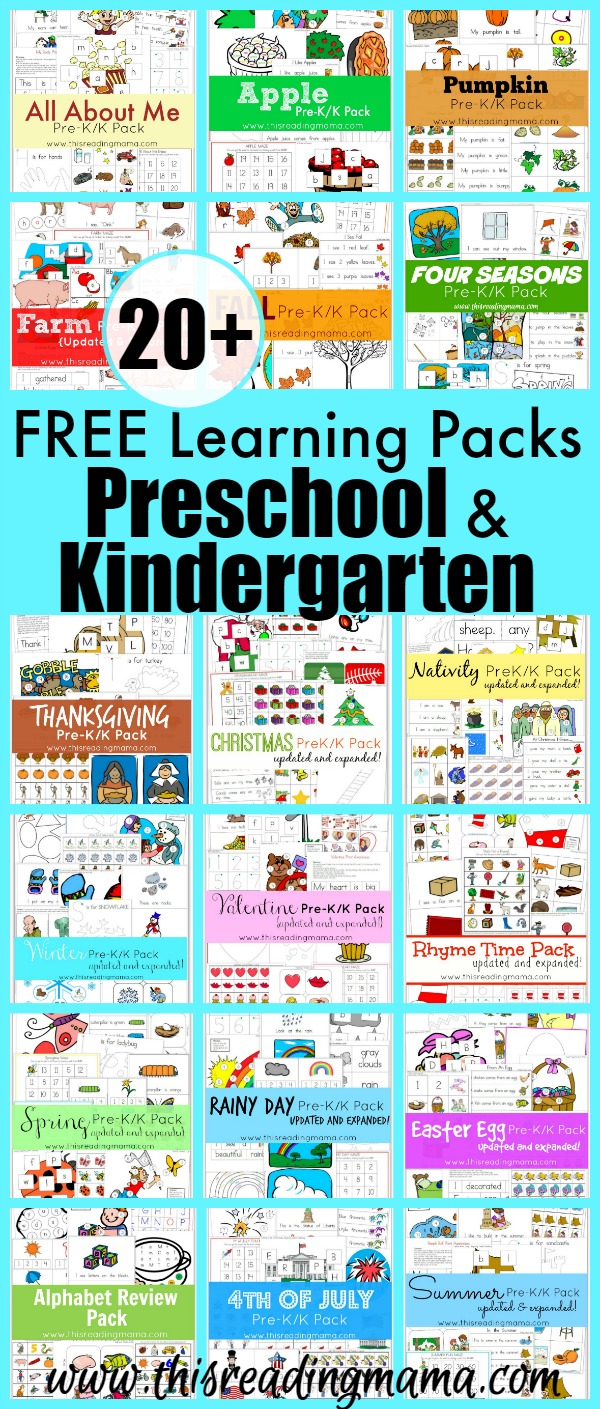 More than 20 FREE Learning Packs for Preschool and Kindergarten - This Reading Mama
