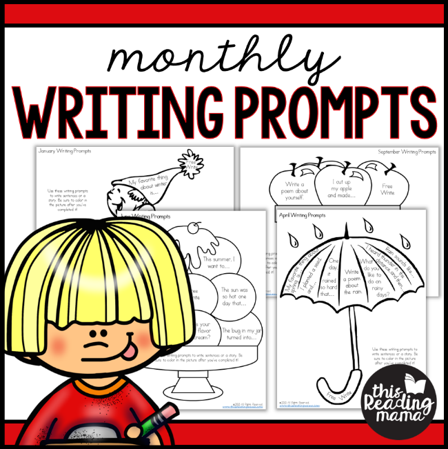 Monthly Writing Prompts for Each Month - Write and Color - This Reading Mama