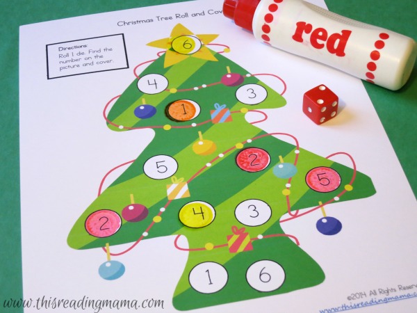 roll and cover math game for Christmas