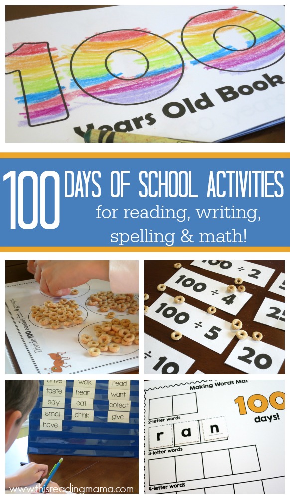100th Days of School Activities for Reading, Writing, Spelling & Math {FREE Printable Pack Included} | This Reading Mama