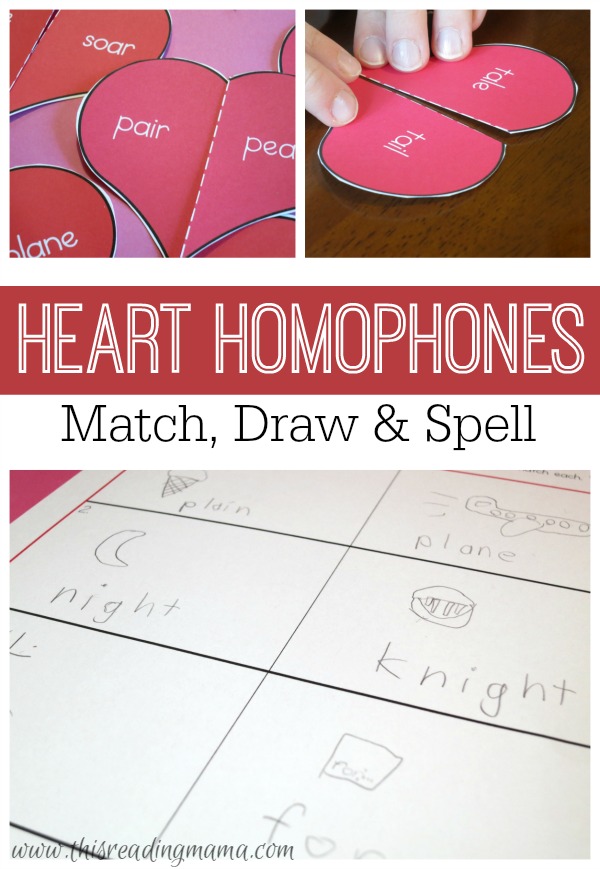 Heart Homophones {FREE} - Match, Draw and Spell - This Reading Mama