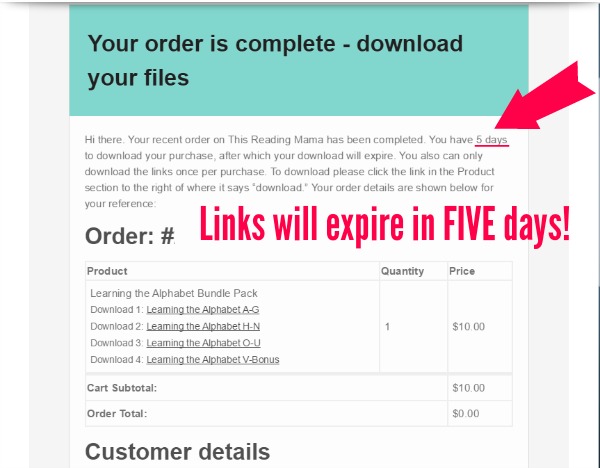 links will expire in 5 days