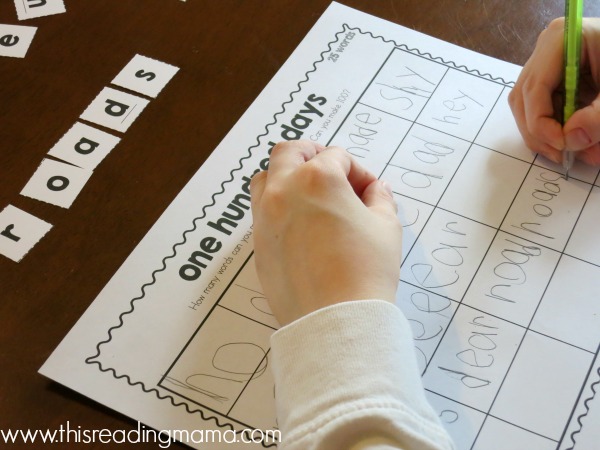 spelling words with the phrase one hundred days